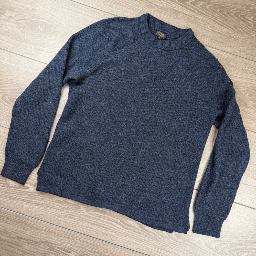 J.Crew Mens Sweater 100% Merino Wool Crewneck Blue Large